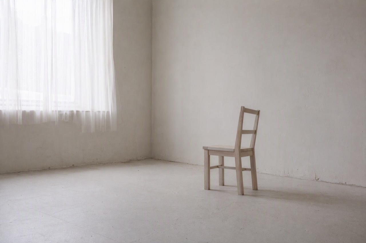 An ordinary room under north light, which is most of what a studio needs. Made for Percol; not a photograph of a studio.